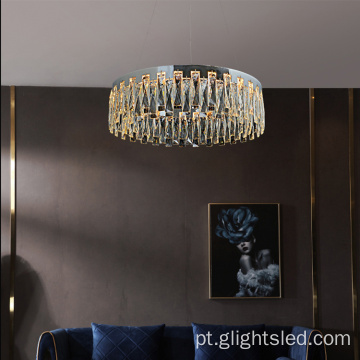 Luxuoso lustre led redondo de cristal K9 de 3000k